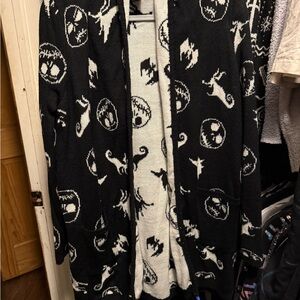 Hot Topic Black and White Patterned Cardigan nightmare before Christmas
